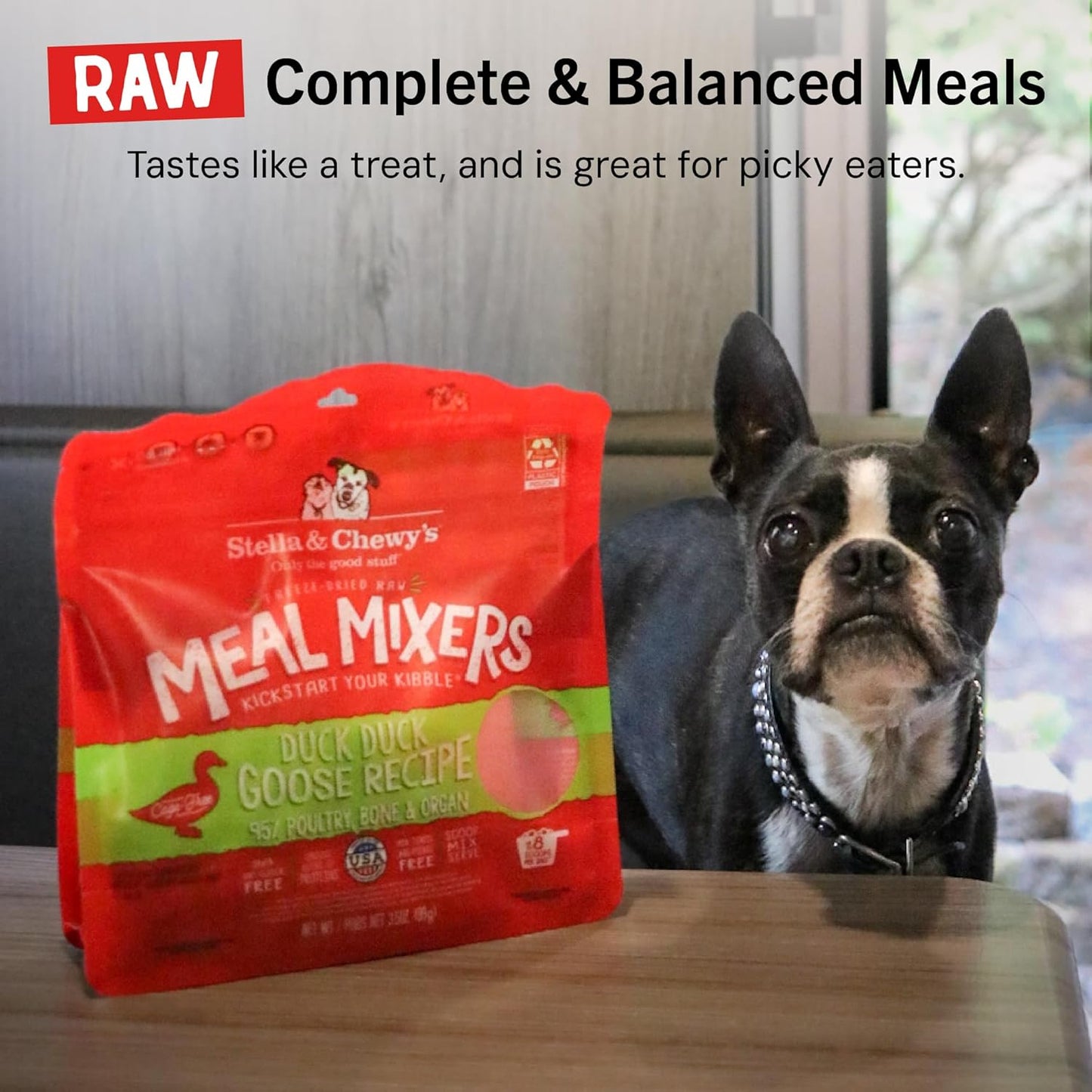 Freeze-Dried Raw Duck Duck Goose Meal Mixers - Dog Food Topper and Mixer - Made with 95% Cage-Free Poultry, Organs & Bone - Perfect for Picky Eaters - Grain-Free - 18 Oz
