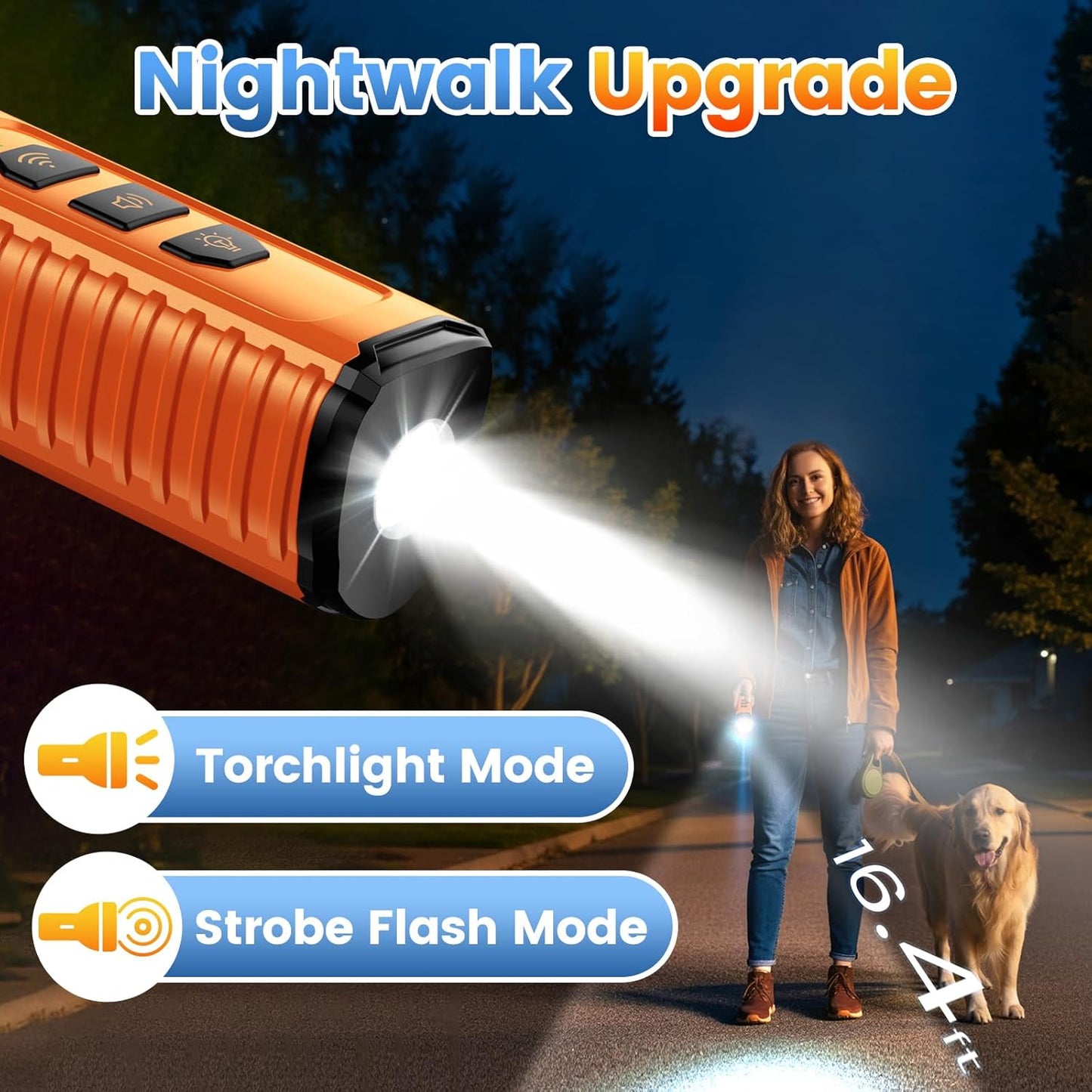 Dog Bark Deterrent Device 3X anti Barking Device for Dogs, 5 Modes Stop Neighbors Dog Barks No More Safe for All Dogs 50FT Bark Control Indoor Outdoor with Flashlight,Dog Training Device