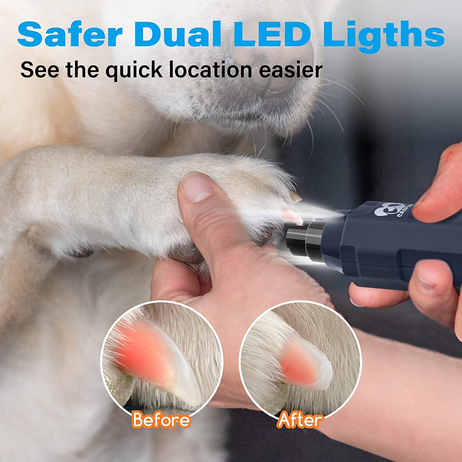 6-Speed Dog Nail Grinder - Newest Enhanced Pet Nail Grinder Super Quiet Rechargeable Electric Dog Nail Trimmer Painless Paws Grooming & Smoothing Tool for Large Medium Small Dogs (Blue)