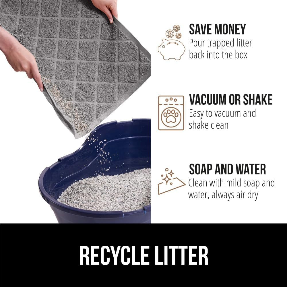 Cat Litter Box Mat, Water Resistant, US Designed Kitty Litter Trapping Mats, Easy to Clean, Scatter Control, Less Mess and Clean Floors, Kitten Supplies for Indoor Cats, 24X17 Gray