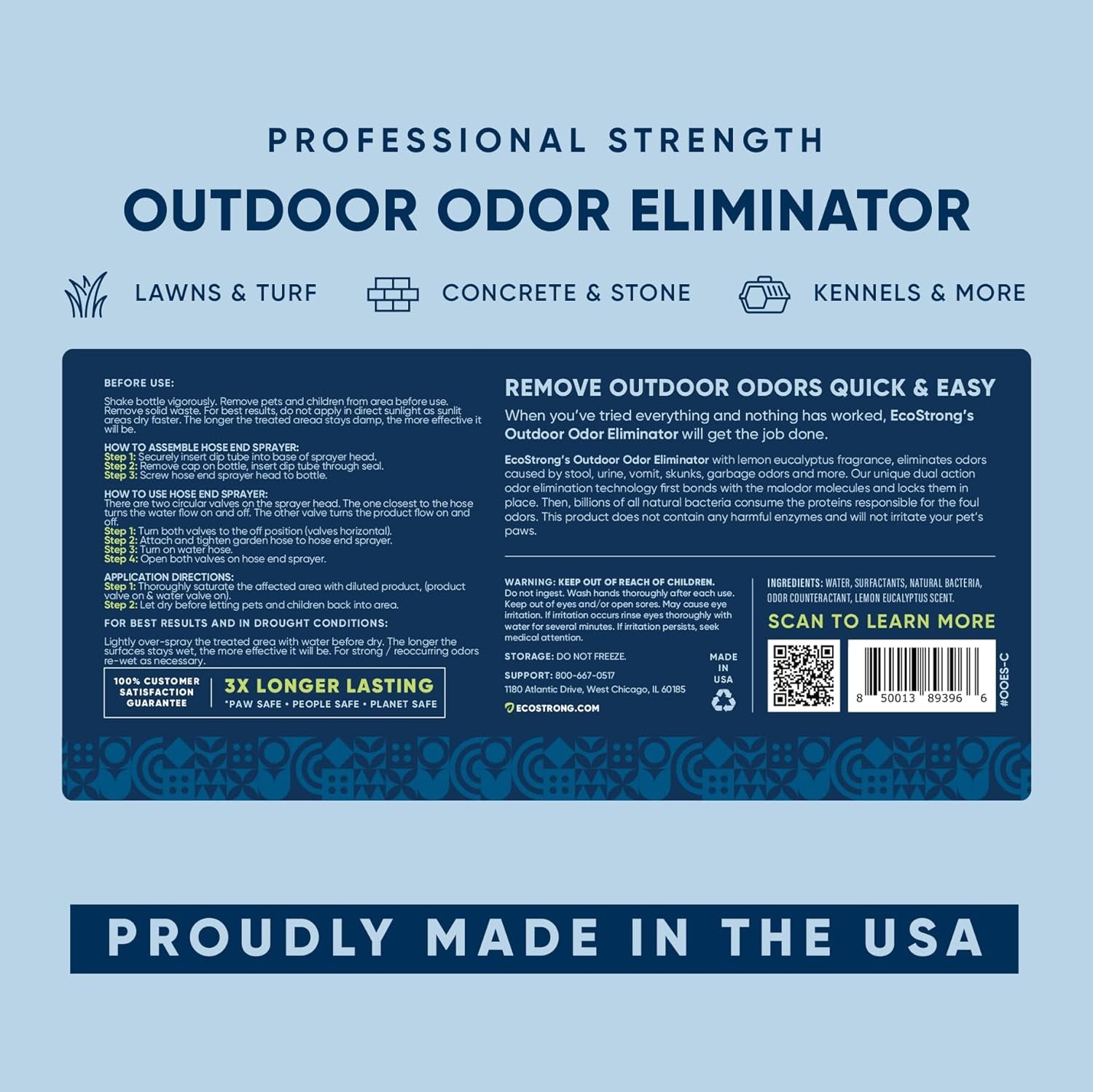 Outdoor Odor Eliminator outside Dog Urine Enzyme Cleaner Powerful Pet, Cat, Animal Scent Deodorizer | Professional Strength for Yard, Turf, Kennels, Patios, Decks (160 Oz Bundle W Sprayer)