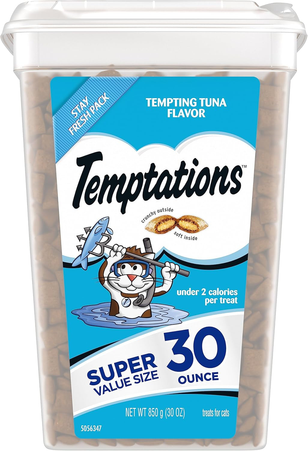 Classic Crunchy and Soft Cat Treats Tempting Tuna Flavor, 30 Oz. Tub