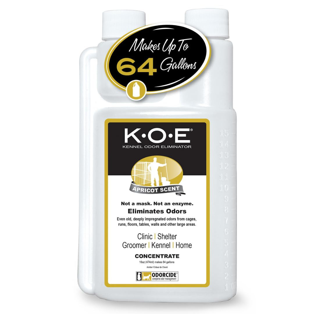 K.O.E. Apricot Odor Eliminator 16 Oz for Strong Odor for Cages, Runs & More – Home & Kennel W/Safe, Non-Enzymatic Formula