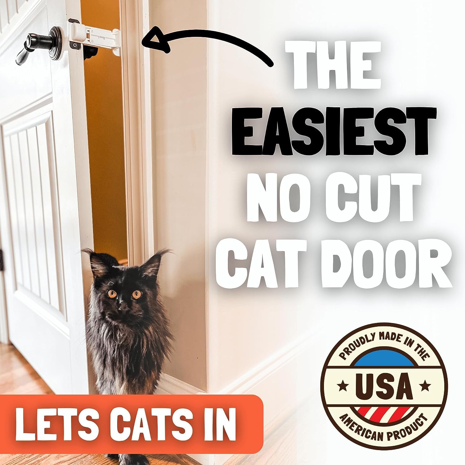 Door Prop for Cats - Easiest Cat Door Latch Holder to Keep Interior Door Open for Pets - Dog Proof Cat Feeding Station & Litter Box - Strong & Portable Door Stopper & Pet Gate Alternative