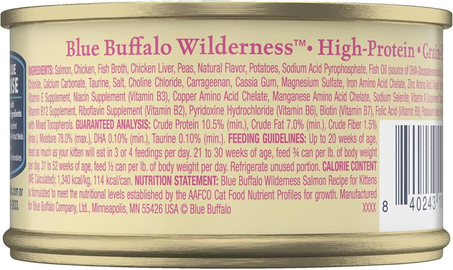 Wilderness Natural High Protein Grain Free Wet Food for Kittens, Salmon Pate, 3-Oz, 24 Count