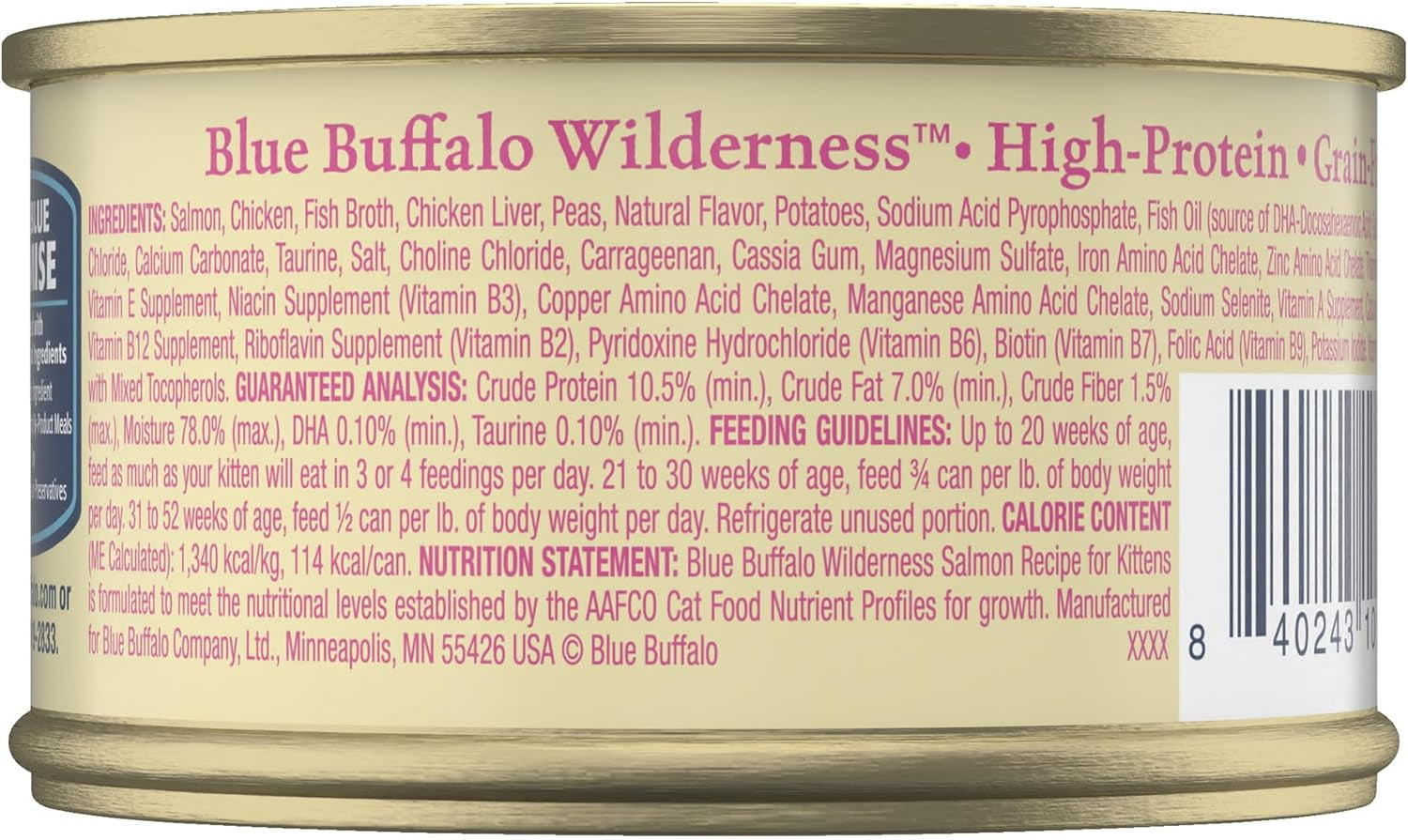 Wilderness Natural High Protein Grain Free Wet Food for Kittens, Salmon Pate, 3-Oz, 24 Count