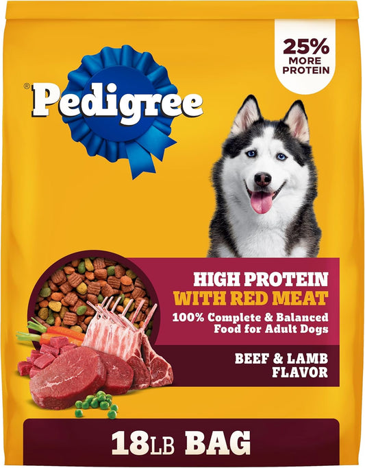 High Protein Adult Dry Dog Food, Beef and Lamb Flavor, 18 Lb. Bag