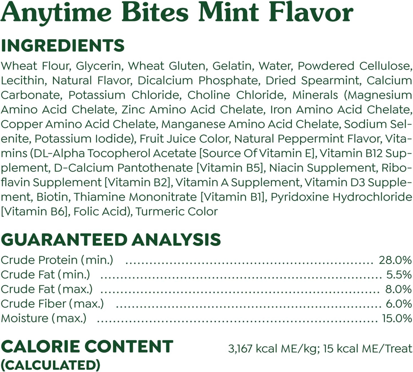 Anytime Bites Dog Treats, Mint Flavor, 24 Oz. Bag
