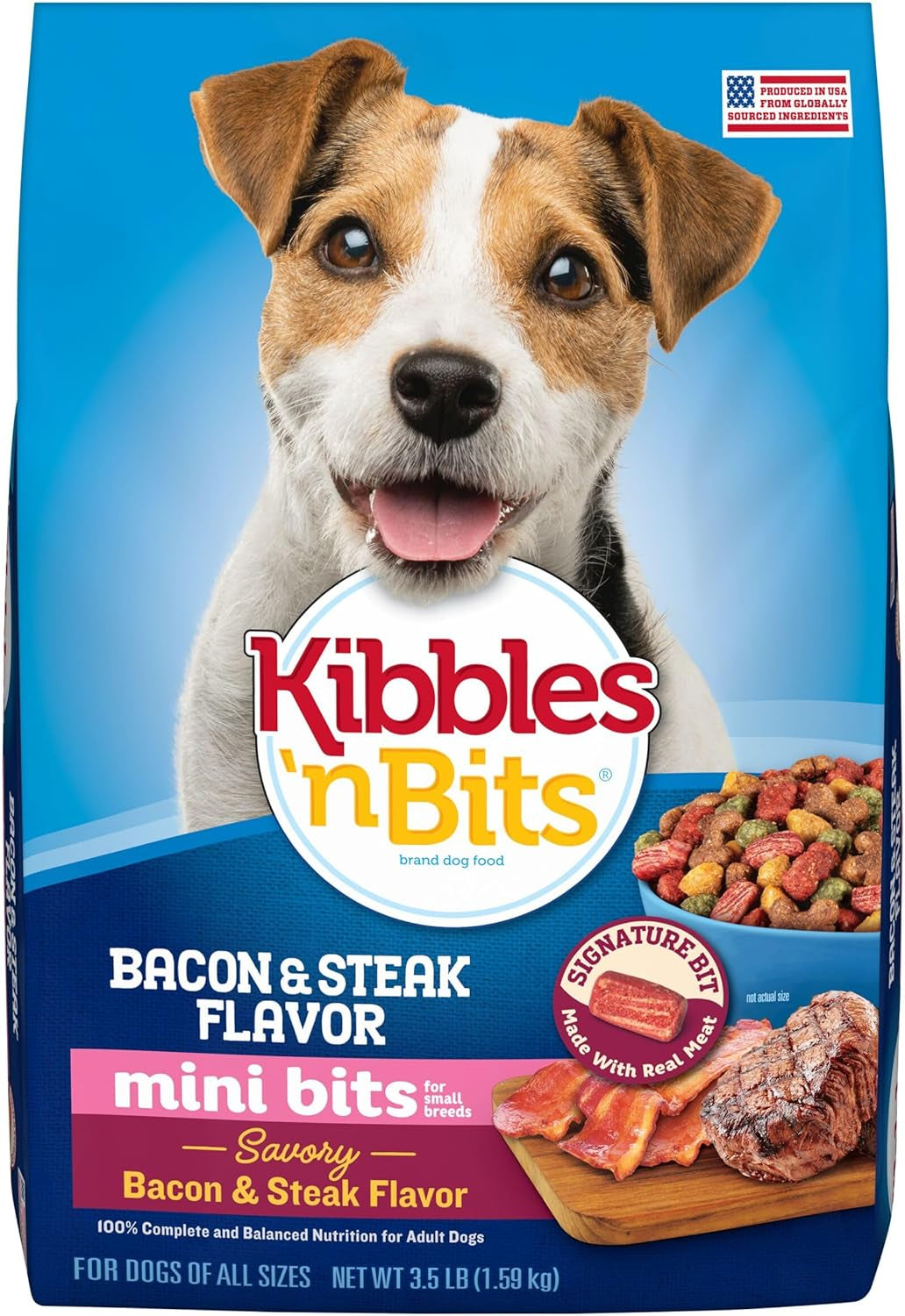 Mini Bits Small Breed Savory Bacon & Steak Flavor Dry Dog Food, 3.5 Lb. Bag