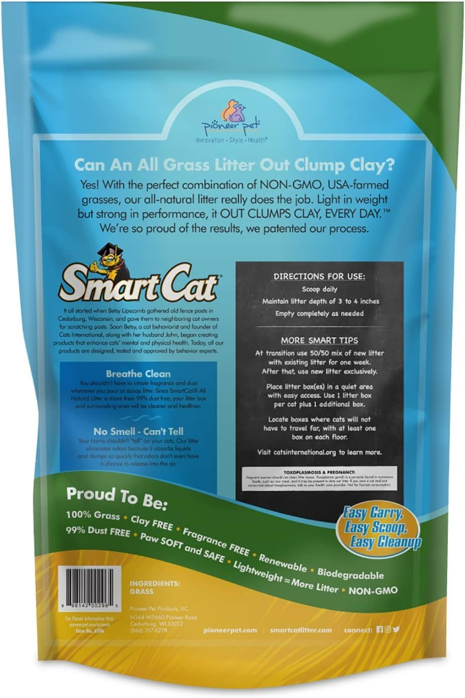 All Natural Clumping Cat Litter, 10 Pound (160Oz 1 Pack) - Alternative to Clay and Pellet Litter - Chemical and 99% Dust Free - Unscented and Lightweight