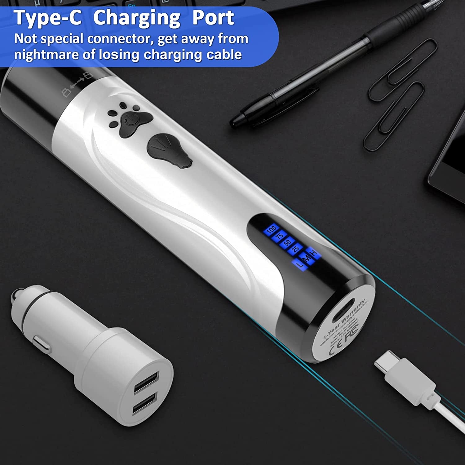 Dog Nail Grinder, Dog Nail Trimmers and Clippers Kit, Super Quiet Electric Pet Nail Grinder, Rechargeable, for Small Large Dogs & Cats Toenail & Claw Grooming,3 Speeds