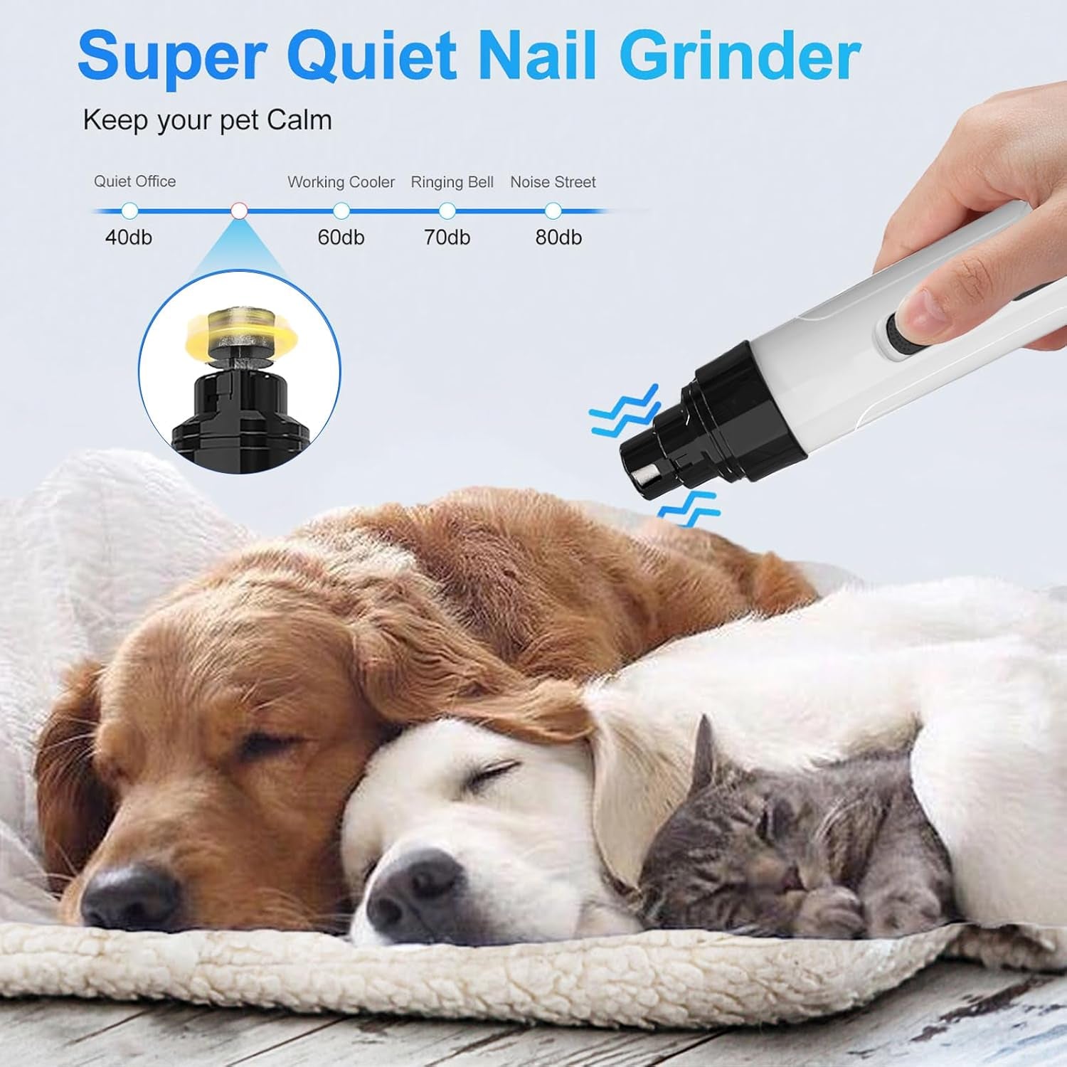 Silent Groom Pro Nail Grinder, 2025 New Dog Nail Trimmer, USB Rechargeable Pet Nail Grinder, Dog Nail Trimmers, Pet Paws Grooming Smoothing Tool