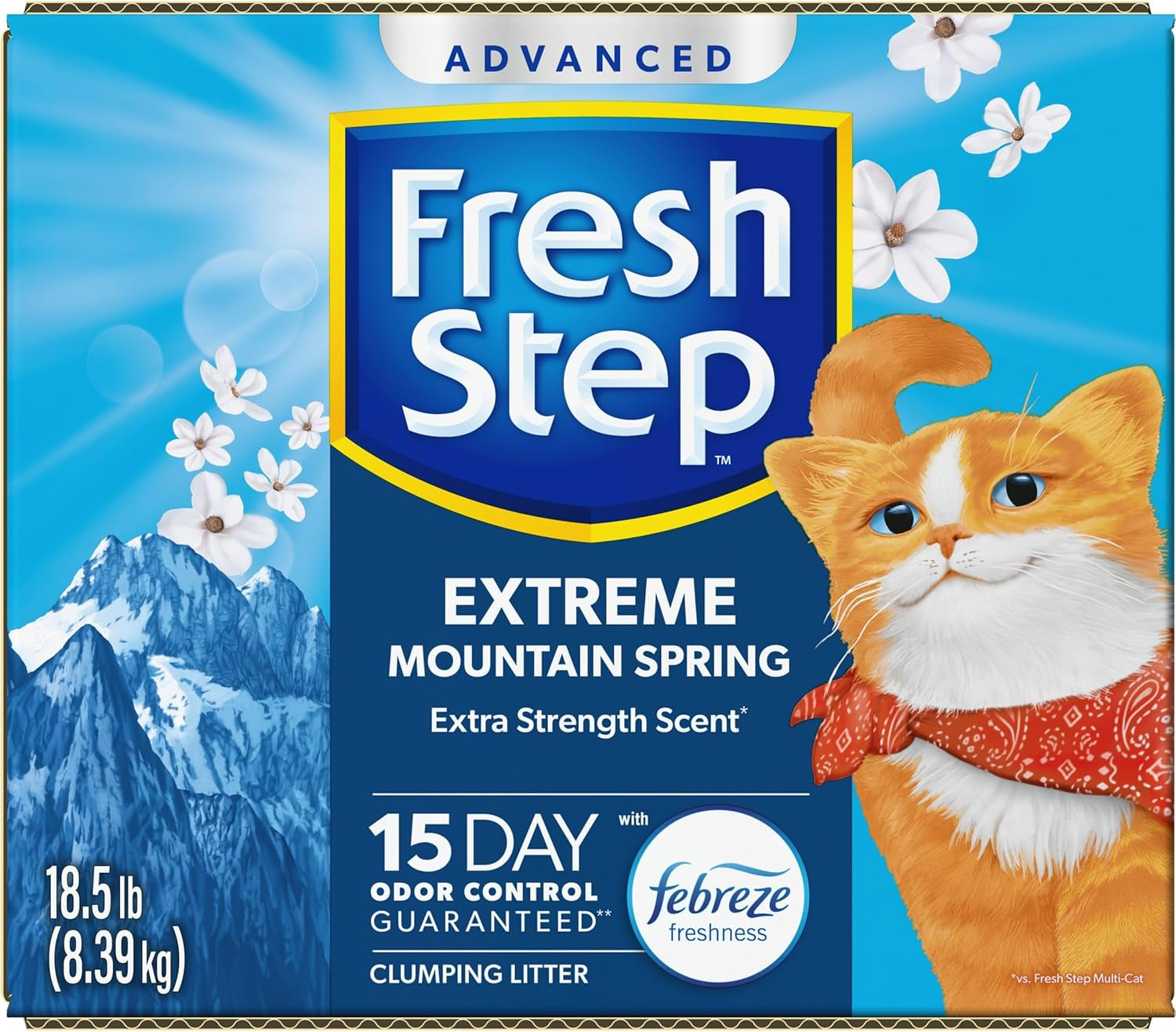 Advanced Extreme Clumping Litter with Febreze Freshness with Mountain Spring Scent, Fights Odor on Contact, 37 Lbs. (2 X 18.5 Lb. Box)