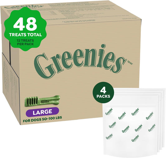 Original Large Dental Dog Treats, (4) 12 Ct Packs (48 Treats Total)