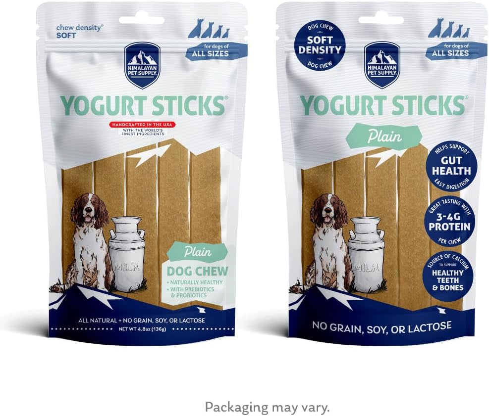 Yogurt Sticks, Plain Flavored, Dog Treats with Prebiotics, Probiotics & Protein, Digestive Support, Lactose & Gluten Free, Natural Dog Treat for All Breeds, Made in America, 5 Count