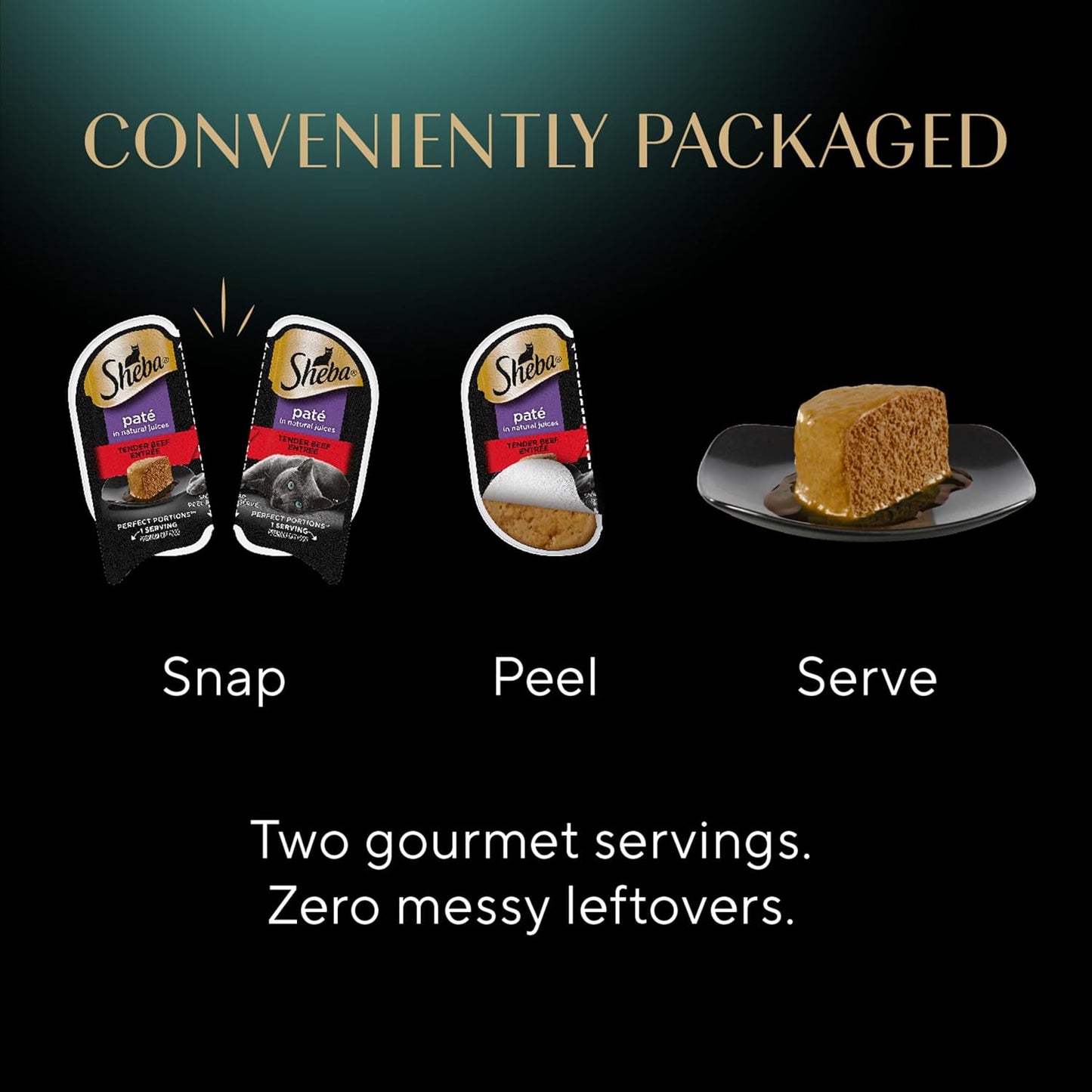 Perfect Portions Wet Cat Food Pate Tender Beef Entree, 2.6 Oz. Twin-Pack Trays (24 Count, 48 Servings)