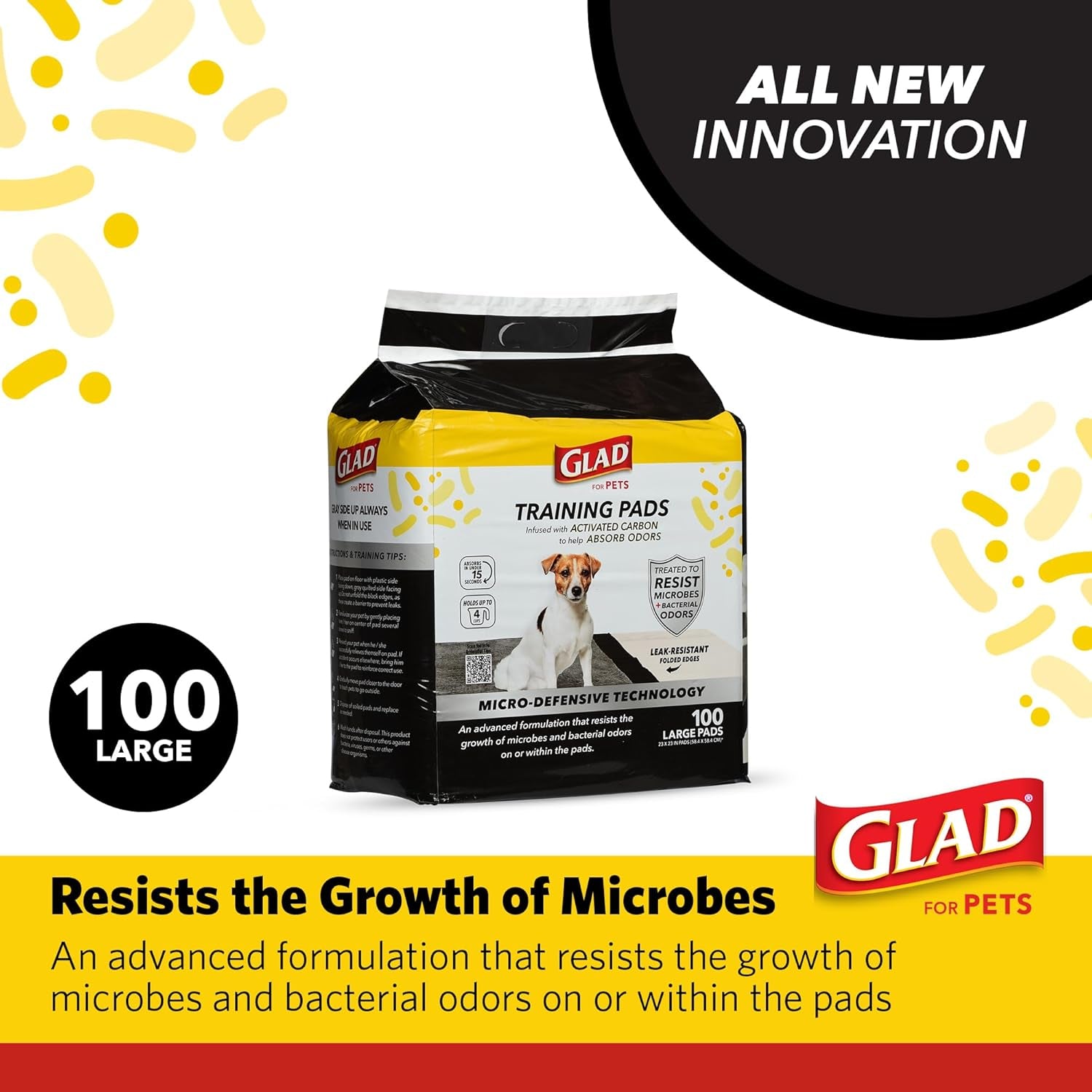 for Pets Activated Carbon Puppy Training Pads with Anti-Microbial Technology, 23"X23" 100Ct | Ultra Absorbent, Odor Control, Heavy Duty Puppy Potty Training Pads