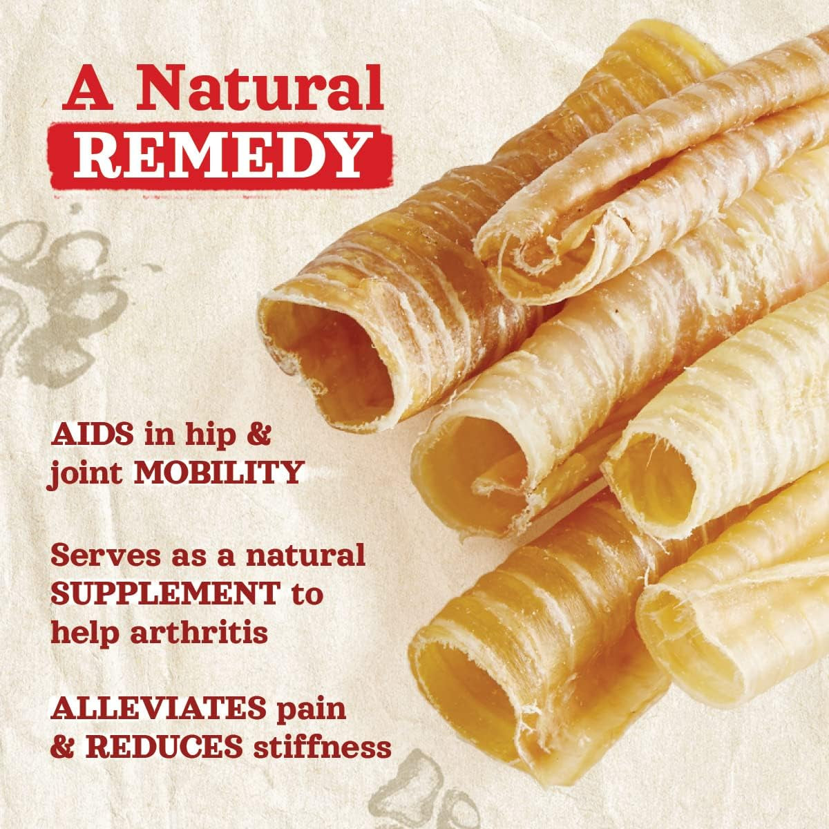 Beef Trachea (12 Inch, 8 Pack), 100% Beef Chews, Natural Glucosamine and Chondroitin for Joint & Hip Mobility, Bone Strength – Low Fat Crunchy & Crispy Treats for All Dogs