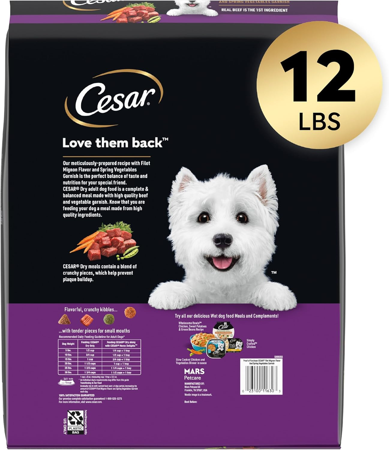 Small Breed Dry Dog Food Filet Mignon Flavor and Spring Vegetables Garnish, 12 Lb. Bag