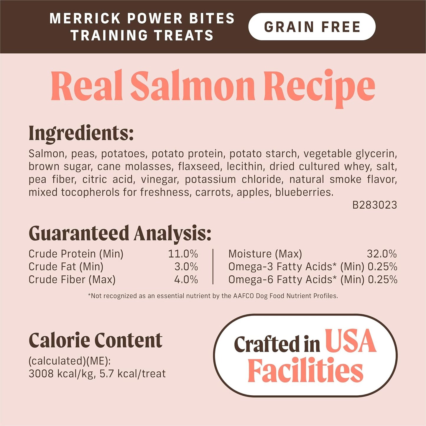 Power Bites Natural Soft and Chewy Real Meat Dog Treats, Grain Free Snack with Real Salmon Recipe - 6 Oz. Bag