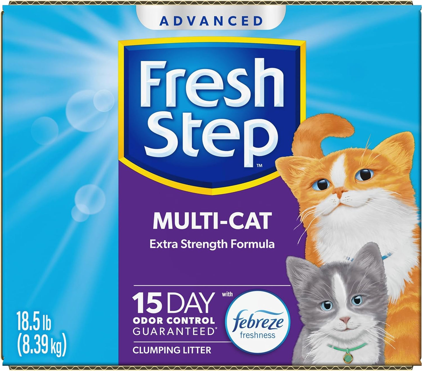 Advanced Multi Cat Clumping Litter with Febreze Freshness,  Clumping Cat Litter Extra Strength Formula, 37 Lbs. (2 X 18.5 Lb. Box)