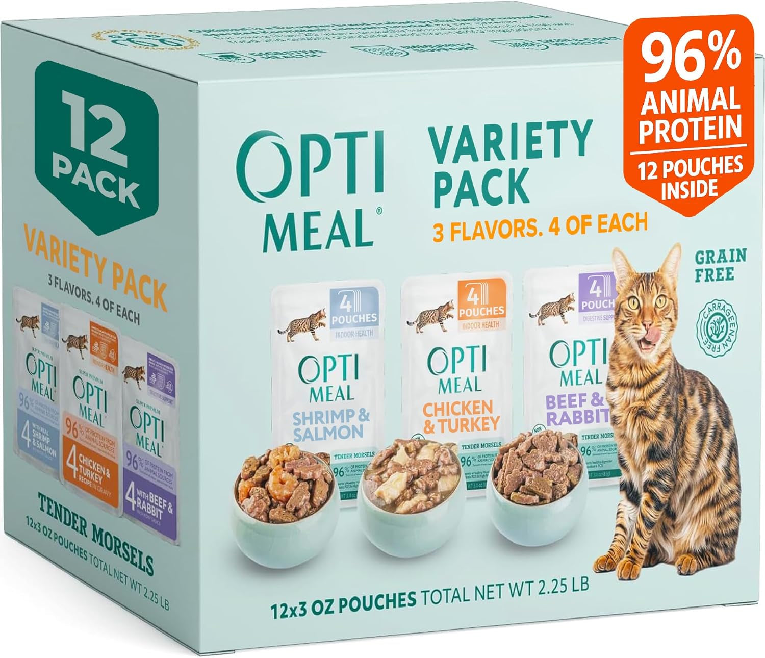 Wet Cat Food Variety Pack - Grain Free Tender Morsels, High Protein Premium Nutrition Made with Natural European Ingredients in Savory Gravy, Adult Cat Food Wet Pouches 3Oz Pouch (Pack of 12)