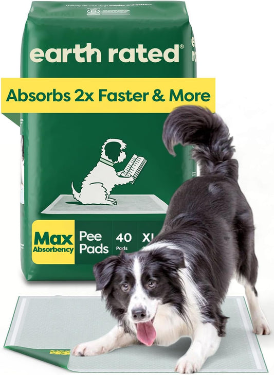 Max Absorbency Puppy Pee Pads for Dogs Absorbs 2X Faster & 2X More, Leak-Proof, Odor Control Potty Training, Unscented, XL, 28” X 34”, 40 Count