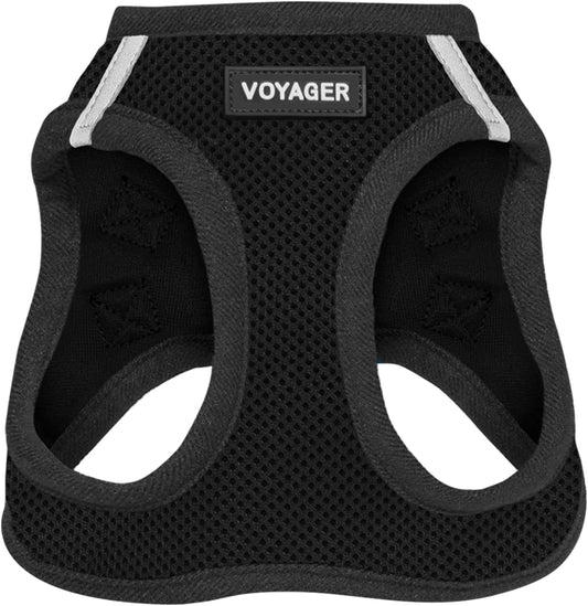 Voyager Step-In Air Dog Harness - All Weather Mesh, Reflective, No Pull Harness for Small, Medium Dogs, Cats - Secure with Hook & Loop Fastener, Buckle, Double D-Rings - Black, M