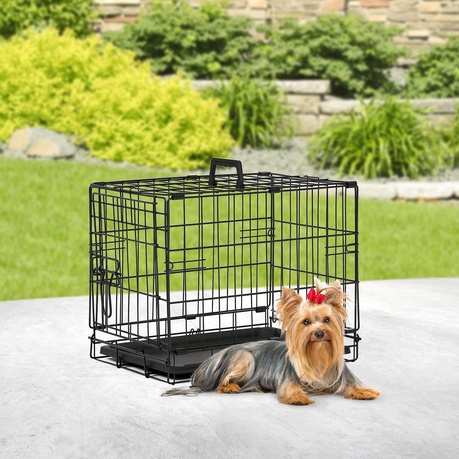 | Dog Crate | 18" | Black | Foldable Metal Kennel with Single Doors, Secure Slide-Bolt Latches, Leakproof Tray | Portable Dog Cage for Small Breeds | for Travel, Indoor & Outdoor Use