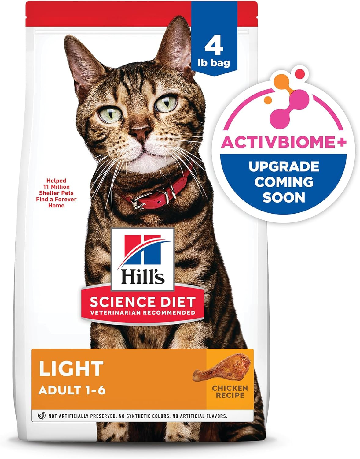 Light, Adult 1-6, Weight Management Support, Dry Cat Food, Chicken Recipe, 4 Lb Bag