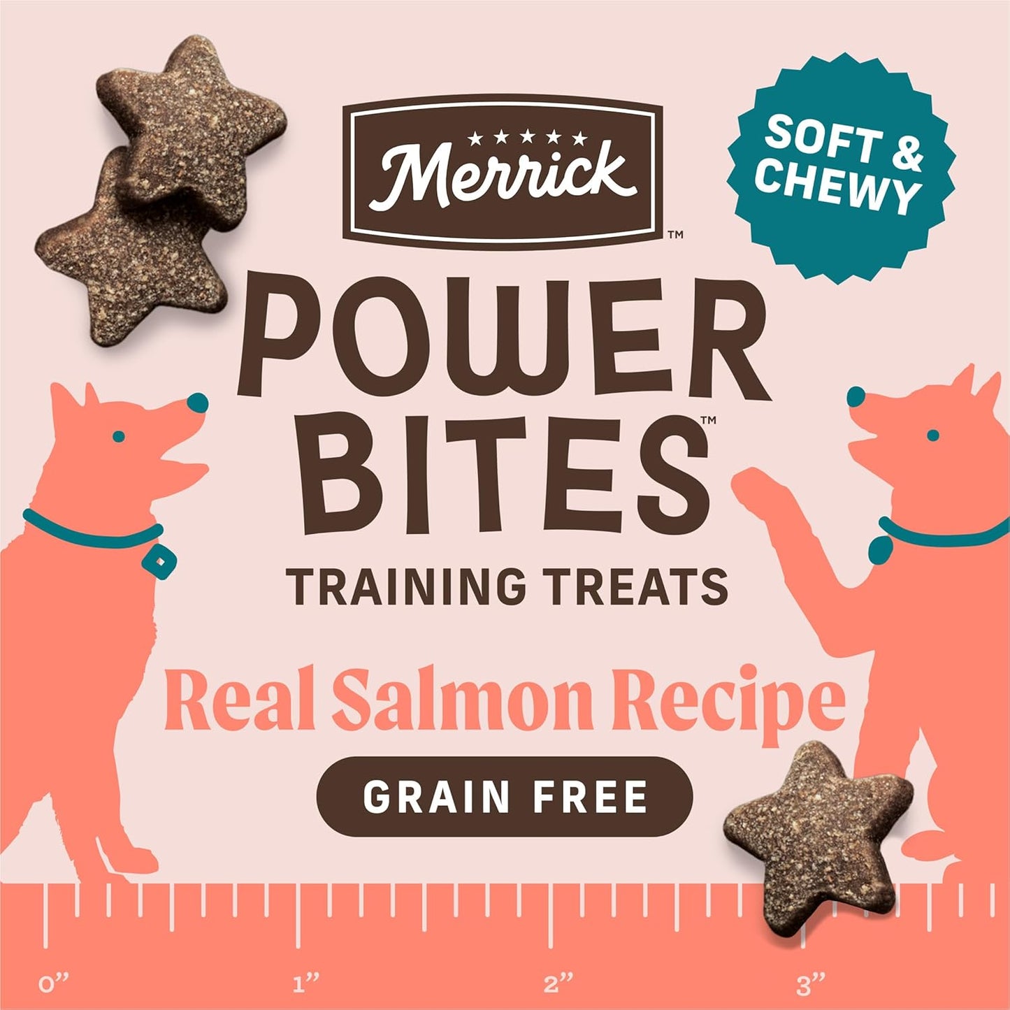 Power Bites Natural Soft and Chewy Real Meat Dog Treats, Grain Free Snack with Real Salmon Recipe - 6 Oz. Bag