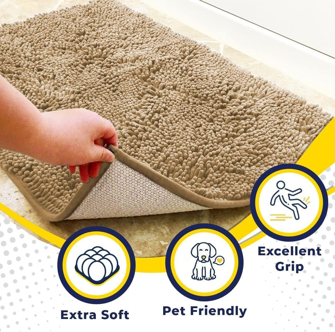® Shown on TV – Super Absorbent Door Mat Indoor, Microfiber Quick Dry Chenille Entryway Rug, Non-Slip Front Door Mat, Indoor Mats for Entryway, Machine Washable Pet Rug, Beige 24"X36"