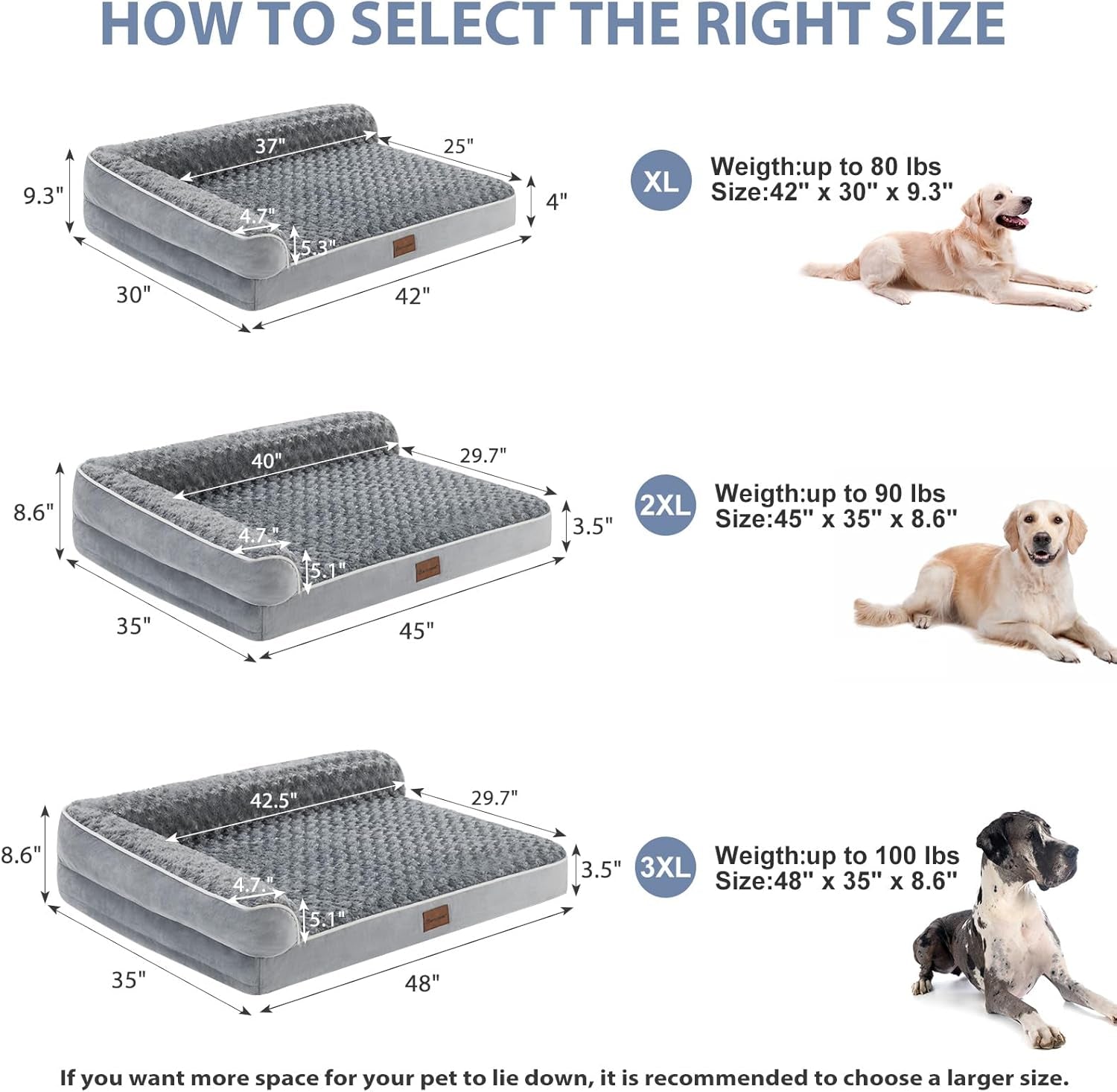 Orthopedic Dog Beds for Large Dogs-Waterproof Sofa Dog Bed with Removable Washable Cover, Big Pet Bed with Waterproof Lining and Nonskid Bottom,Pet Bed for Large Dogs