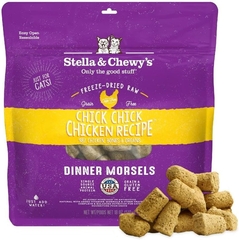Freeze-Dried Raw Cat Dinner Morsels - Premium Chicken Recipe with 98% Cage-Free Meat & Organs - Natural Grain-Free Cat & Kitten Food - Made in USA - 18 Oz