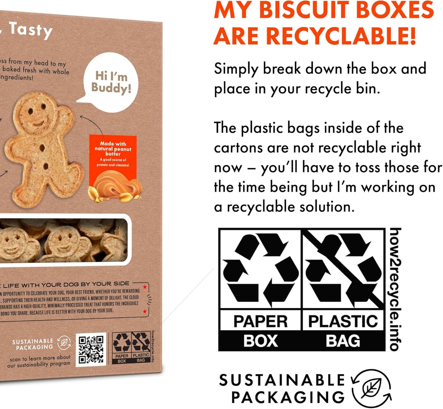 14 Oz. Box of Grain-Free Crunchy Dog Treats Made with Natural Peanut Butter