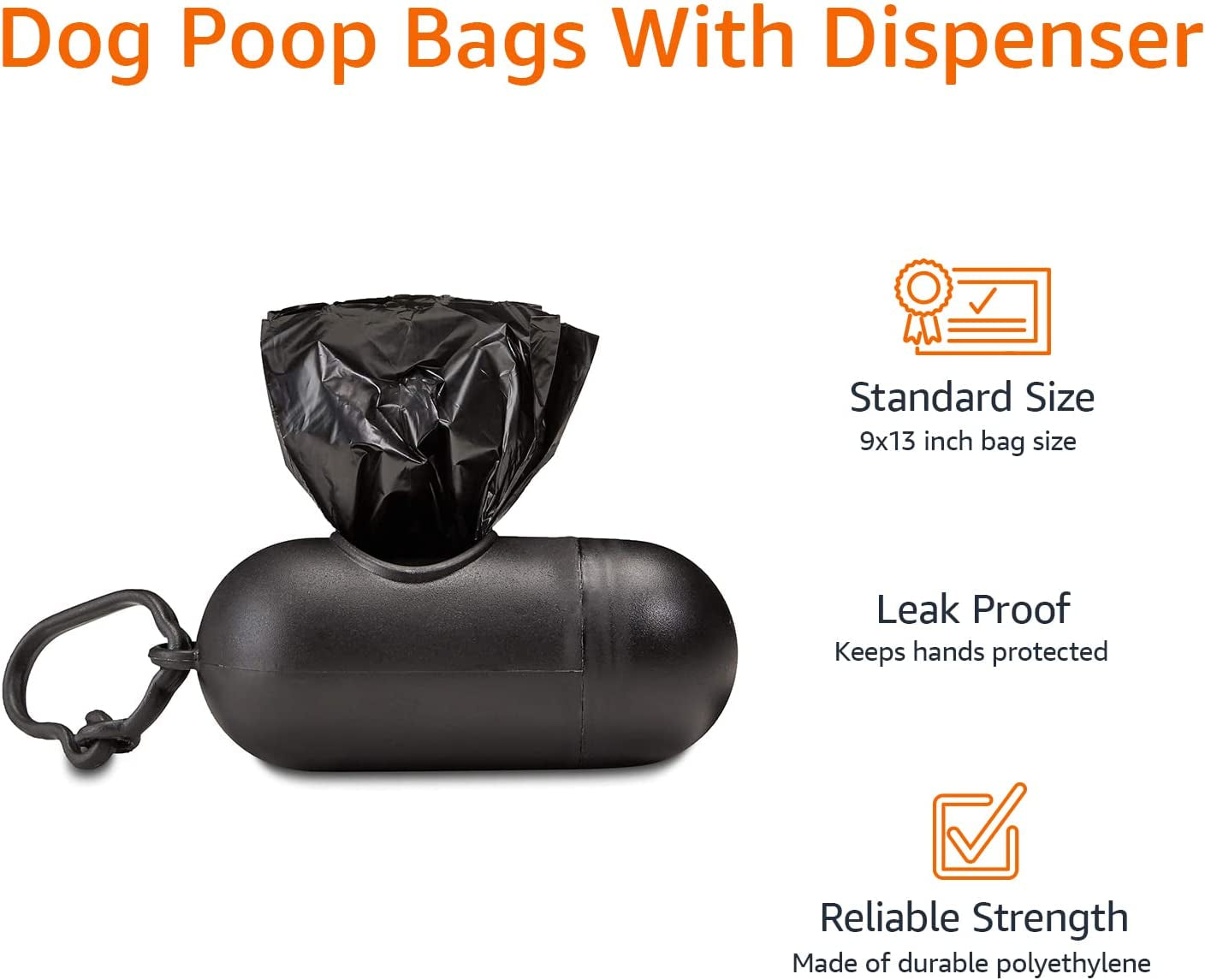 Dog Poop Bags with Dispenser, 600 Count, Enhanced for Guaranteed Leakproof, Unscented, Includes Leash Clip