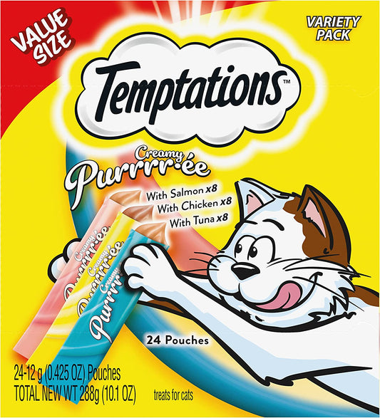 Creamy Puree Variety Pack of Squeezable Cat Treats, 0.42 Oz. Tubes, 24 Count