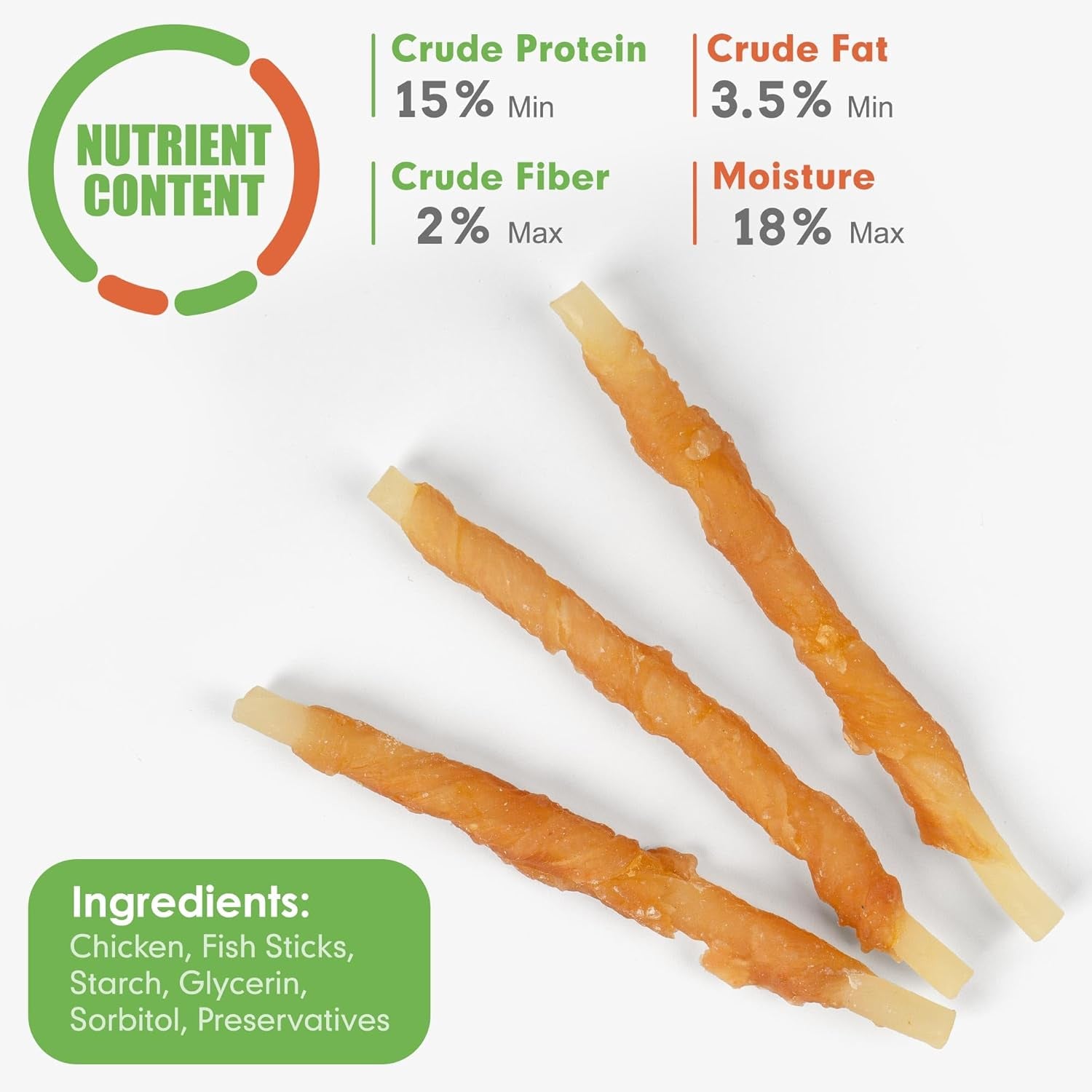 Rawhide Free Dog Treats Chicken Wrapped Cod Sticks for Small Dogs Healthy Training Treats Soft Snacks (14.11 Ounce -Pack of 1)