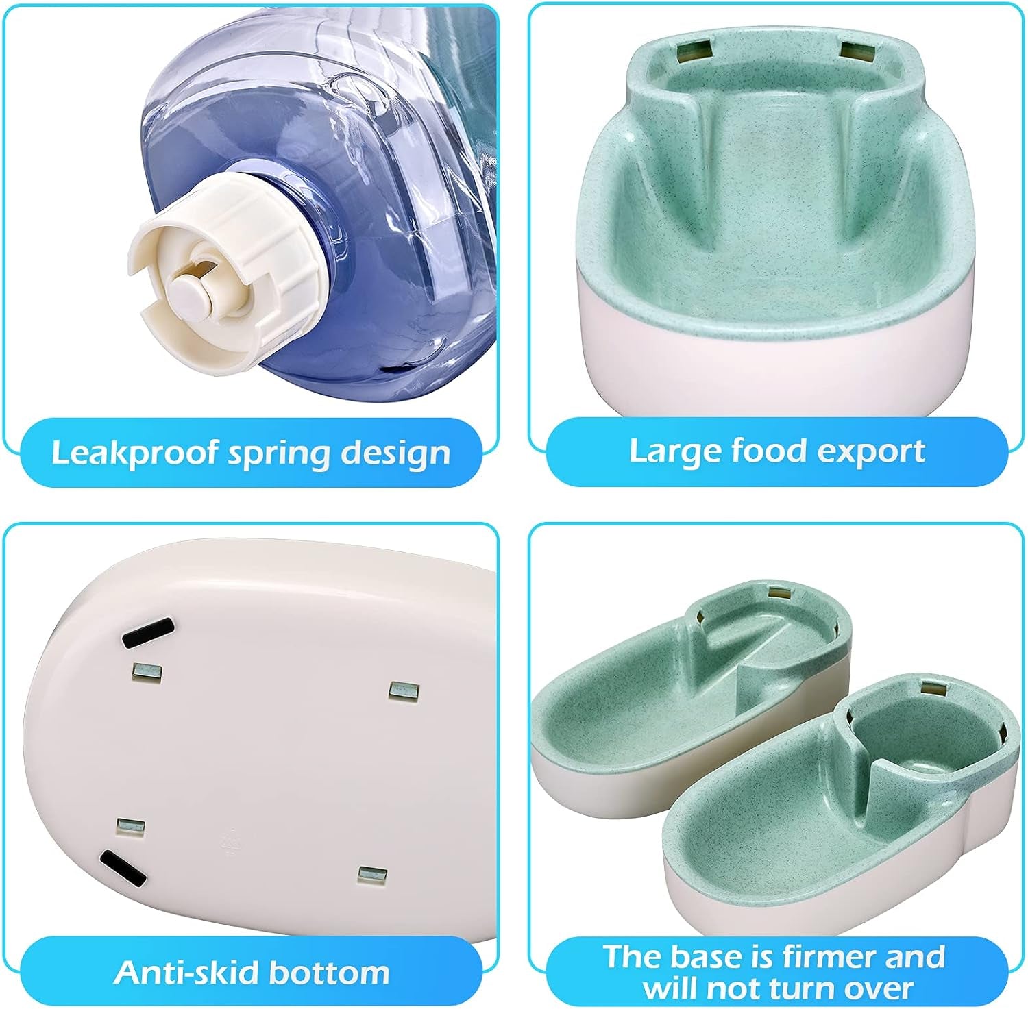 Automatic Dog Cat Feeder and Water Dispenser Gravity Food Feeder and Waterer Set with Pet Food Bowl for Small Medium Dog Puppy Kitten, Large Capacity 1 Gallon X 2