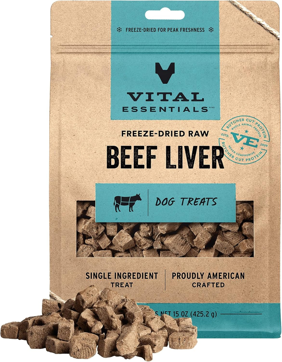 Single Ingredient Beef Liver Dog Treats, 15 Oz | Freeze-Dried Raw | Premium Quality High Protein Training Treats | Grain Free, Gluten Free, Filler Free