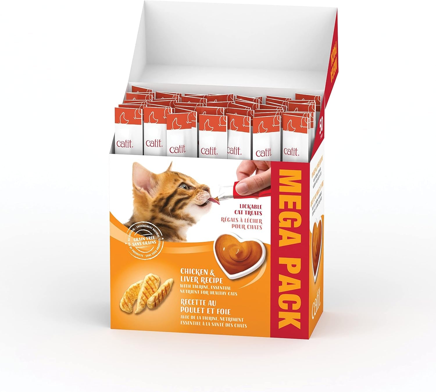 Creamy Lickable Cat Treat, Healthy Cat Treat, Chicken & Liver, 50 Pack