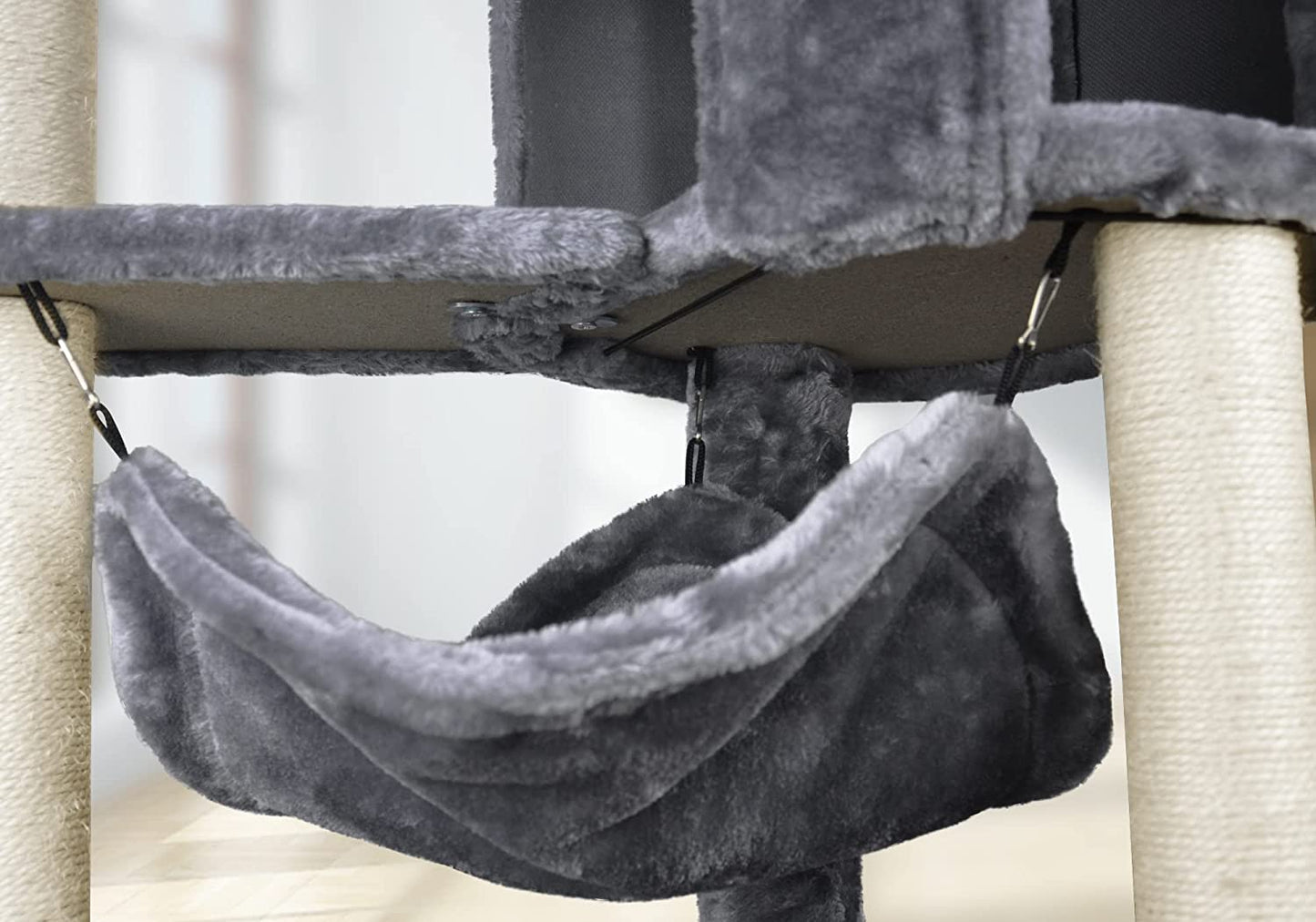 Cat Tree with Cat Condo and Big Hammock, Grey