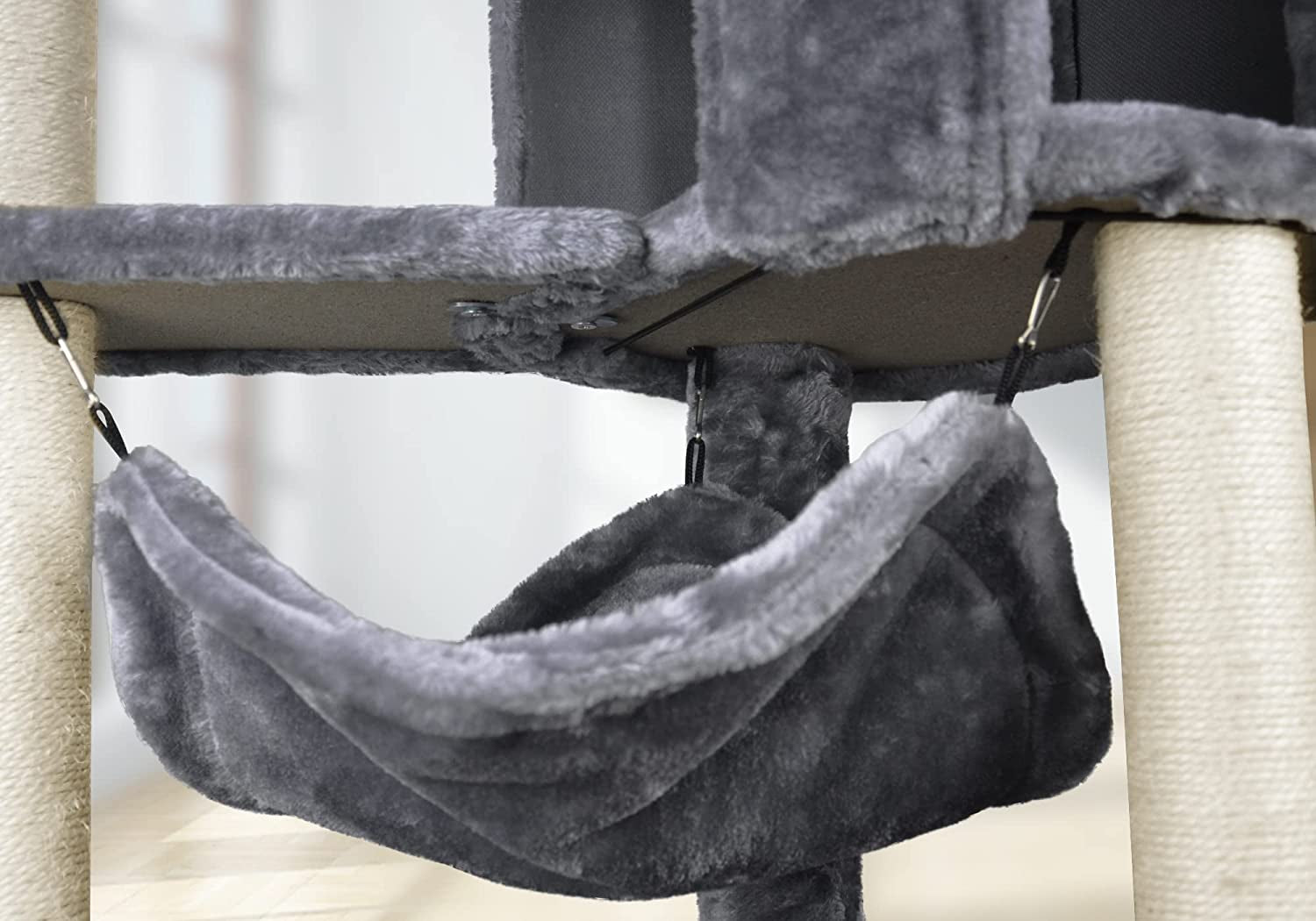 Cat Tree with Cat Condo and Big Hammock, Grey