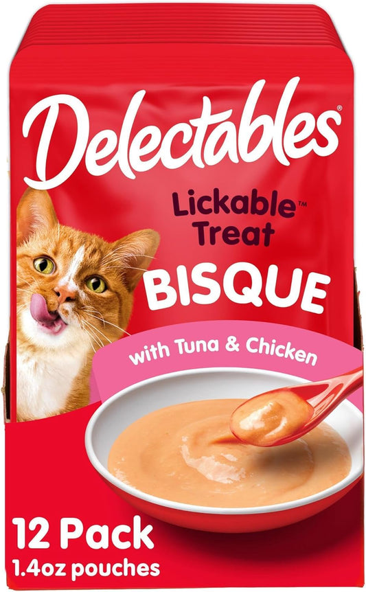 Delectables Bisque Lickable Wet Cat Treats - Tuna & Chicken, 1.4 Oz (Pack of 12)