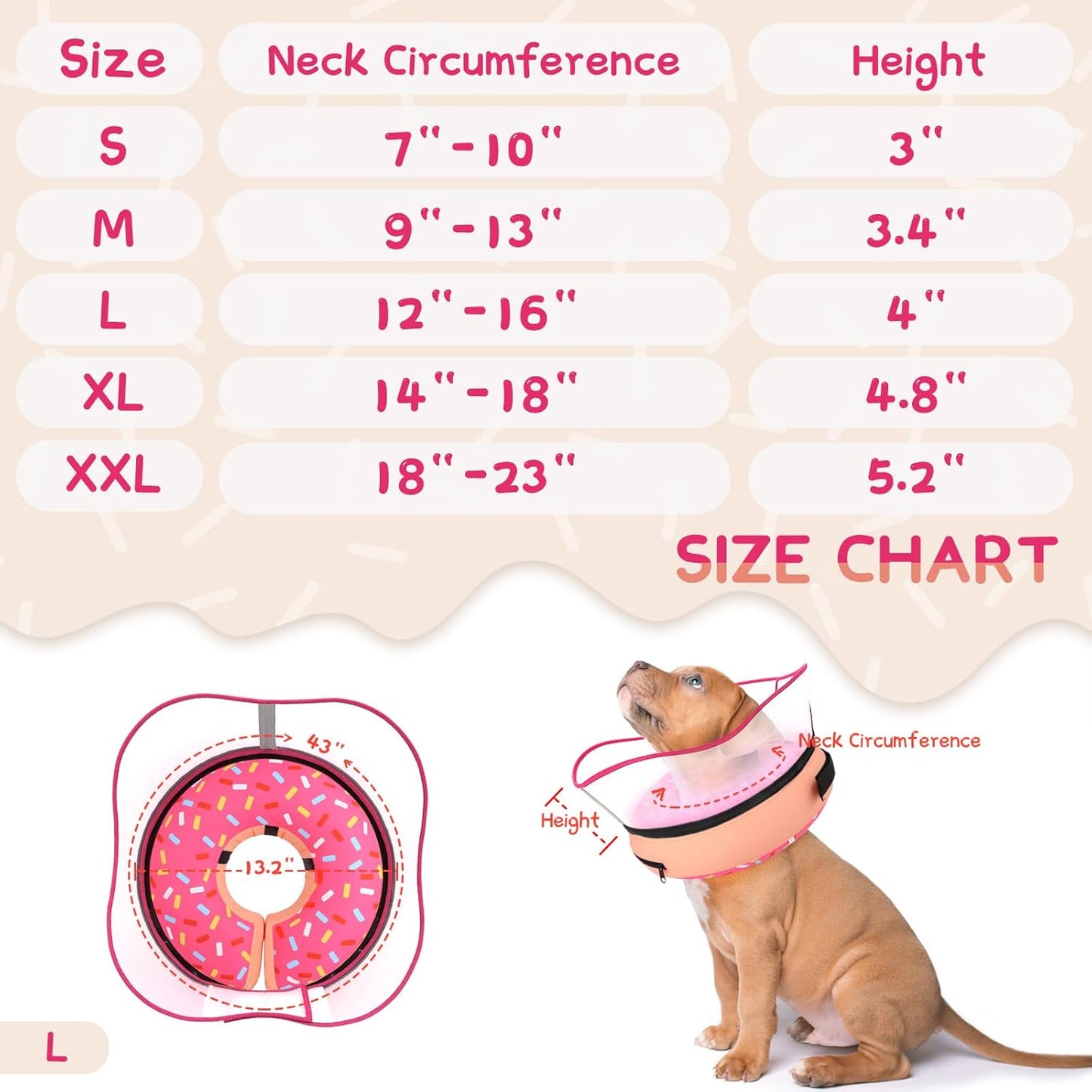 Raised Inflatable Dog Cone Collar to Stop Licking, Soft Dog Cone Alternative after Surgery, Doggie Neck Donut Collar for Small Medium Large Dogs