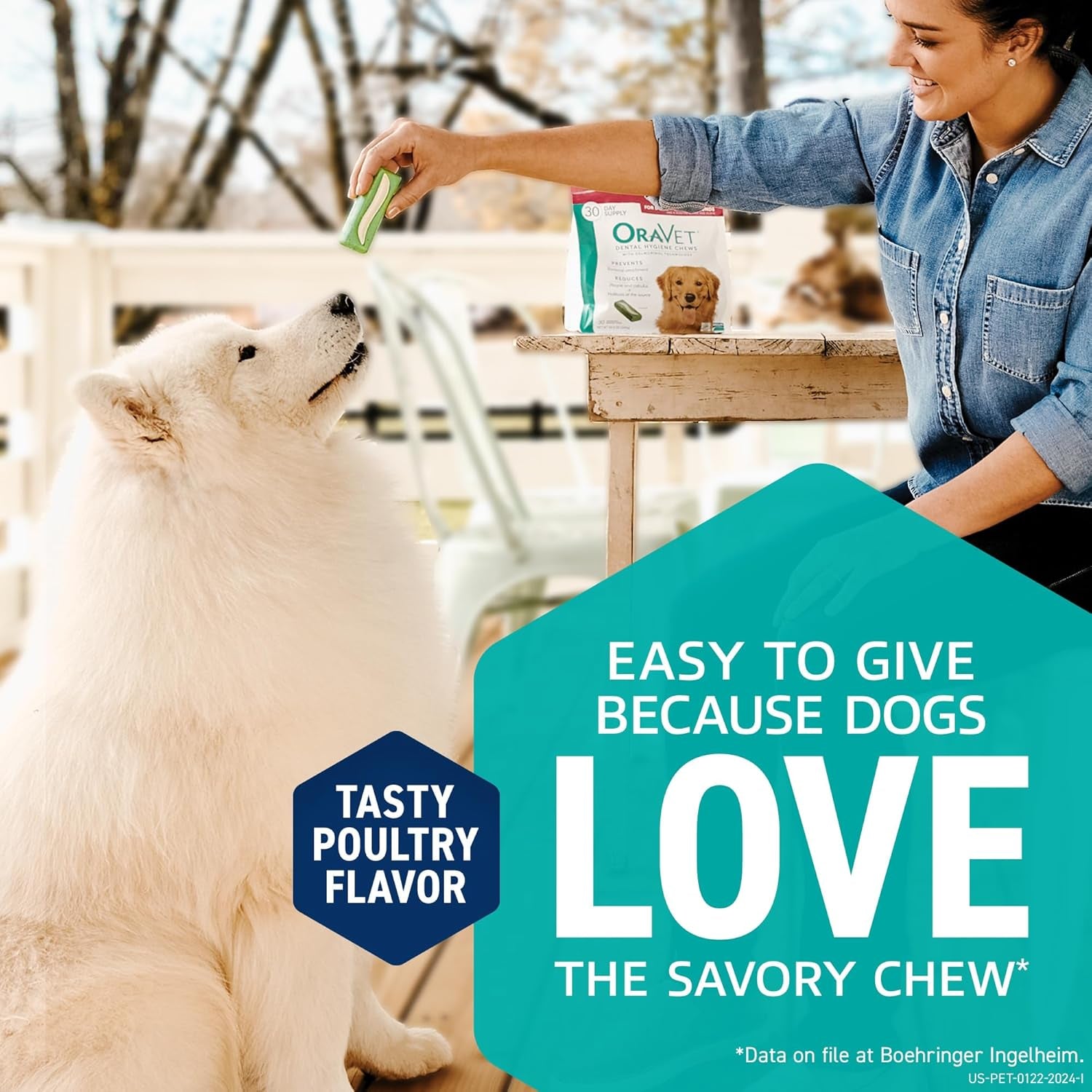 Dental Chews for Dogs, Oral Care and Hygiene Chews (Small Dogs, 10-24 Lbs.) Blue Pouch, 30 Count