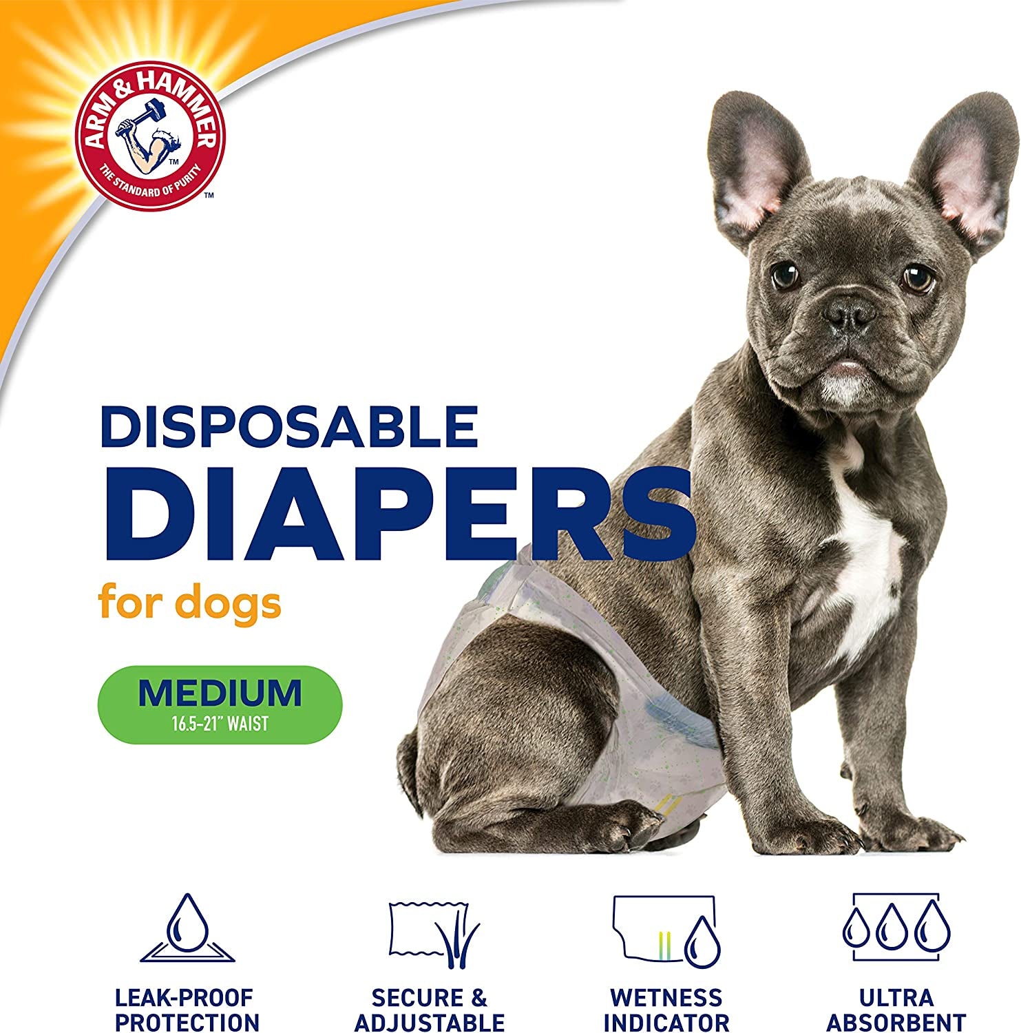 for Pets Disposable Female Dog Diapers - Adjustable, Leak Proof, Ultra Absorbent with Wetness Indicator for Urination, Dogs in Heat, Potty Training, and Incontinence, Medium, 12 Count