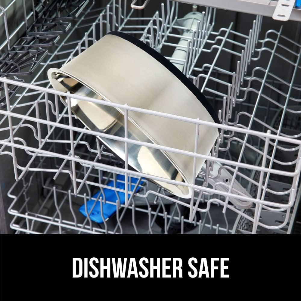 Set of 2 Dog Bowls, Holds 6 Cups (48 Fl Oz), Heavy Duty Metal Food and Water Bowl for Feeding Dogs and Cats, Dishwasher Safe, Rust Resistant Stainless Steel, BPA Free Rubber Base, Black