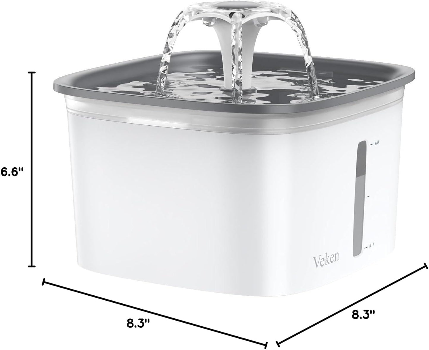 Innovation Award Winner 95Oz/2.8L Pet Fountain, Automatic Cat Water Fountain Dog Water Dispenser with Replacement Filters for Cats, Dogs, Multiple Pets (Grey, Plastic)