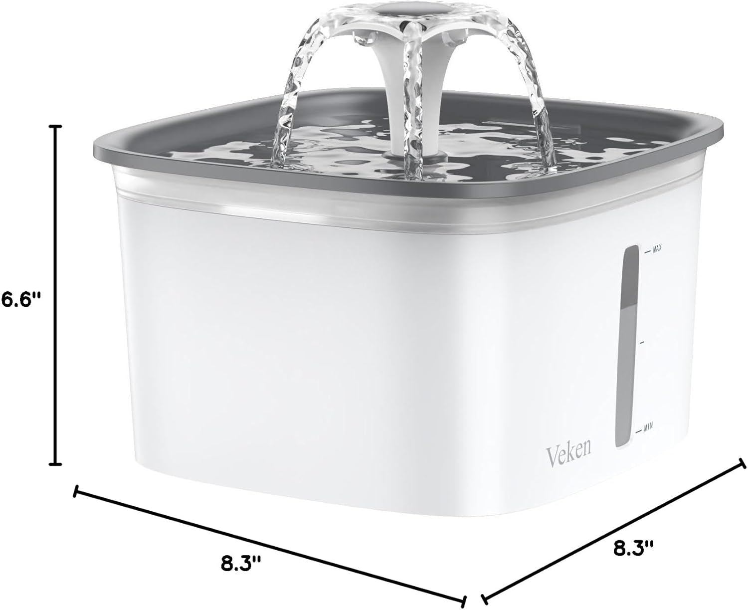 Innovation Award Winner 95Oz/2.8L Pet Fountain, Automatic Cat Water Fountain Dog Water Dispenser with Replacement Filters for Cats, Dogs, Multiple Pets (Grey, Plastic)